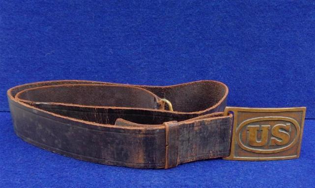 Beautiful Non-dug US M1872 "Hagner" Waist Belt Plate on Period Belt 