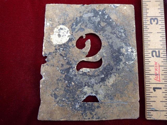 Excellent Displaying Dug Revolutionary War, to War of 1812, Pewter or White Metal Stencil for the Number 2 