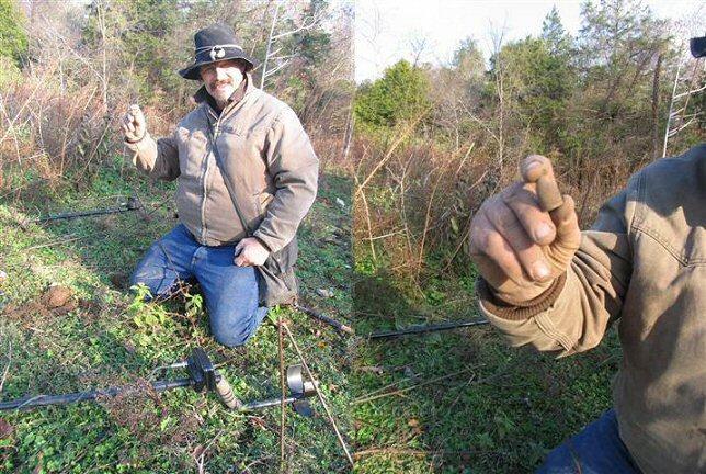 Wayne Sherman displays his first dug bullet ! 