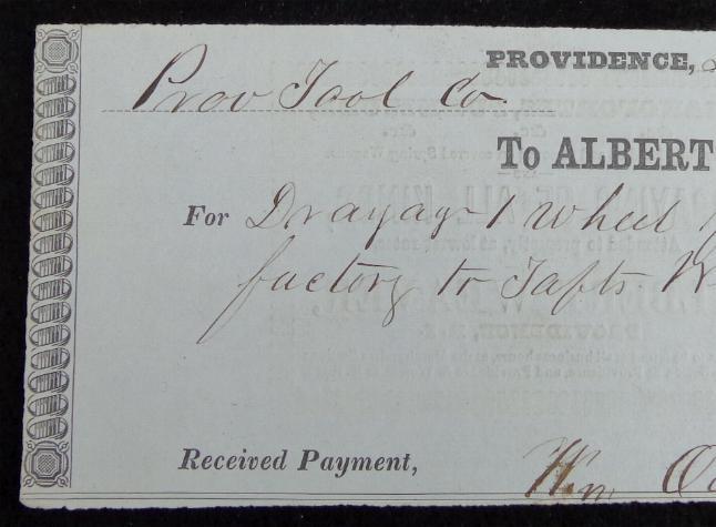 Colorful Providence Tool Co. Receipt w/Advertising Back - From a Future 1st Rhode Island Soldier