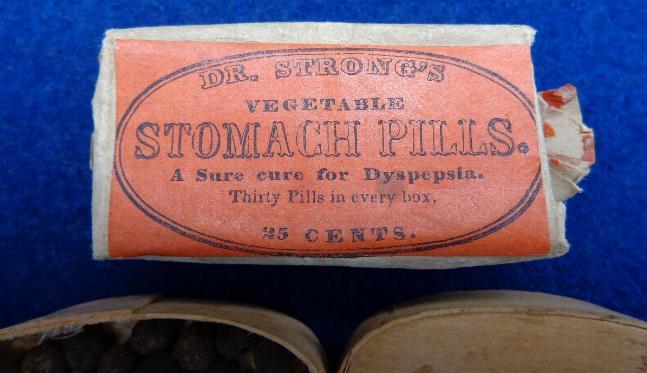 Fine Original Box of Dr. Strong's Vegetable Stomach Pills w/Beautiful Label & Contents 