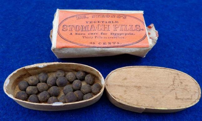 Fine Original Box of Dr. Strong's Vegetable Stomach Pills w/Beautiful Label & Contents 