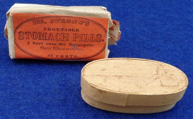 Fine Original Box of Dr. Strong's Vegetable Stomach Pills w/Beautiful Label & Contents 