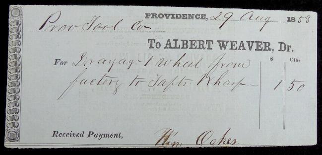Colorful Providence Tool Co. Receipt w/Advertising Back - From a Future 1st Rhode Island Soldier