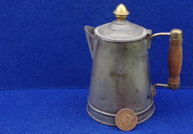 Beautiful Small Civil War Period Tin Tea Pot or Creamer 