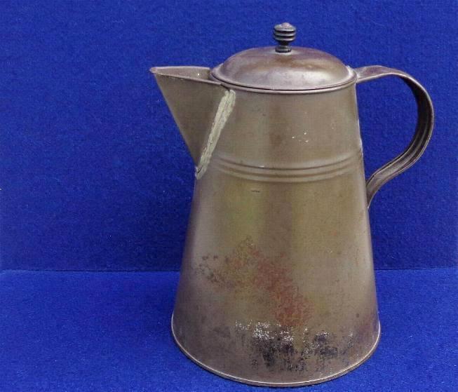 Fine Civil War Period Rolled Iron or Tin Coffee Pot with Nice Smooth Brown Patina 