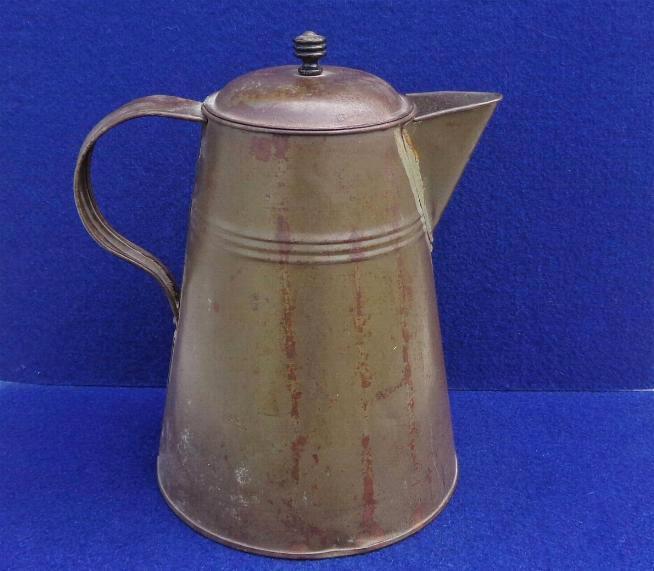 Fine Civil War Period Rolled Iron or Tin Coffee Pot with Nice Smooth Brown Patina 