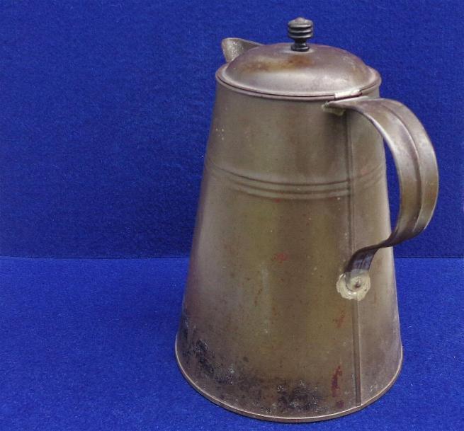 Fine Civil War Period Rolled Iron or Tin Coffee Pot with Nice Smooth Brown Patina 