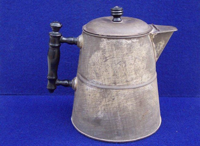 Very Fine Civil War Period Coffee Pot w/Generous amount of Original Tin Plating Still Present, Turned Wood Handle & Knob, & Hinged Spout Cover