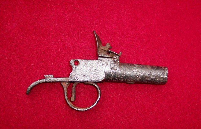 Excellent Dug Large Caliber Flintlock Boot Pistol 