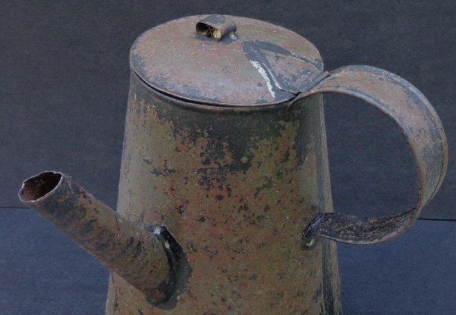 Nice Tin Coffee Pot w\Soldered Construction and Long Spout 