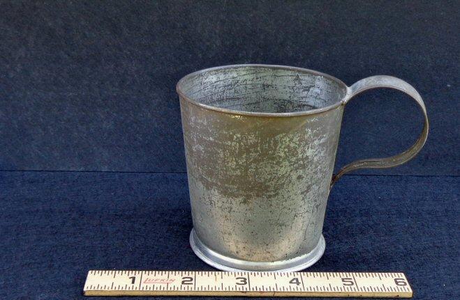 Excellent Civil War Period Tin Cup with Handle - Not Regulation But Period and Wonderfully Preserved 