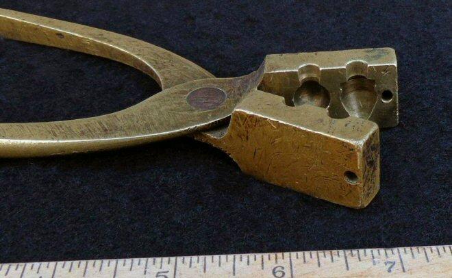 Fine Brass "Hanovarian" Style Bullet Mold - Approximately .40 Caliber 
