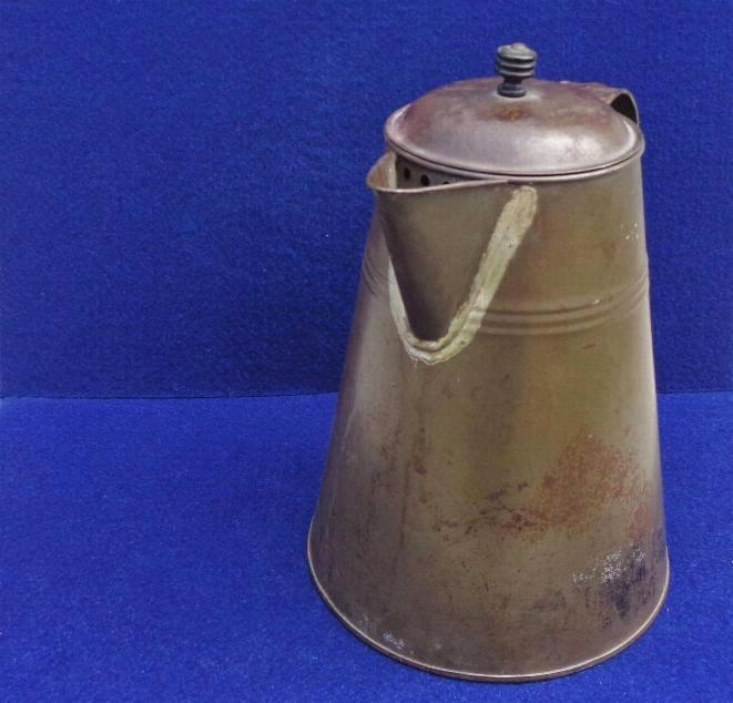 Fine Civil War Period Rolled Iron or Tin Coffee Pot with Nice Smooth Brown Patina 