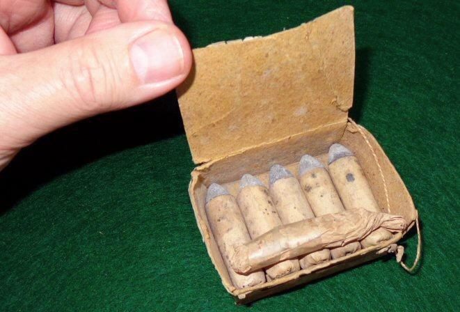 Original 1863 Poultney's Patent - Box, Five .50 Caliber Gallager Cartridges, & Caps 