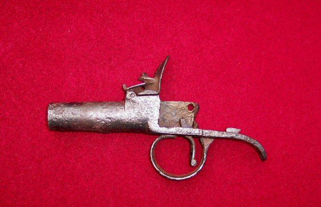 Excellent Dug Large Caliber Flintlock Boot Pistol 