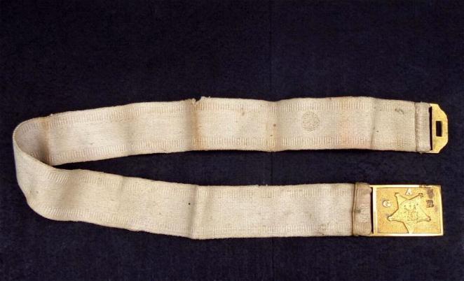 Grand Army of The Republic or G.A.R. White Cotton Waist Belt & Gilt Buckle 