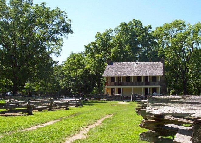 Elkhorn Tavern viewed from the east along the old Huntsville Road. 