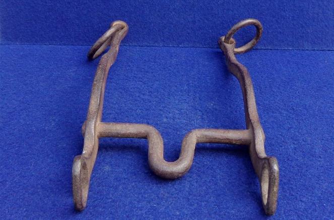 Huge Crude Civil War Period or Earlier Hand Forged Draft Animal Bridle Bit 