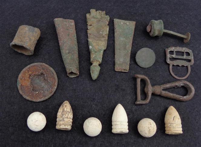Nice Group of Mostly Brass Civil War Artifacts Recovered at Prairie Grove, Arkansas 