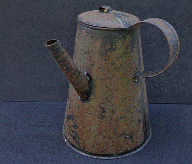 Nice Tin Coffee Pot w\Soldered Construction and Long Spout 