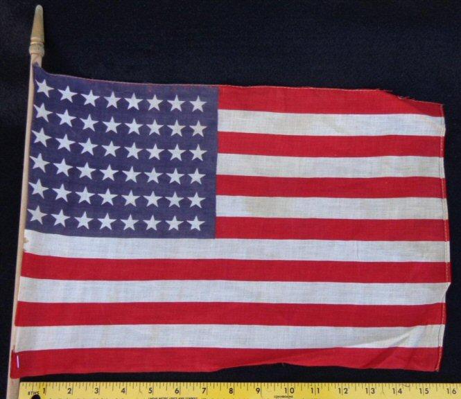Nice ca. 1912-1959 48 Star U.S. Parade Flag on Original 32 Inch Staff - G.A.R. Parades, WWI, WWII Parades 