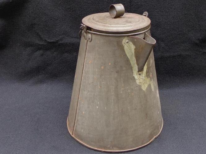 Huge Nearly 2 Gallon Capacity Civil War Tin Coffee Pot w/Lid & Wire Bail