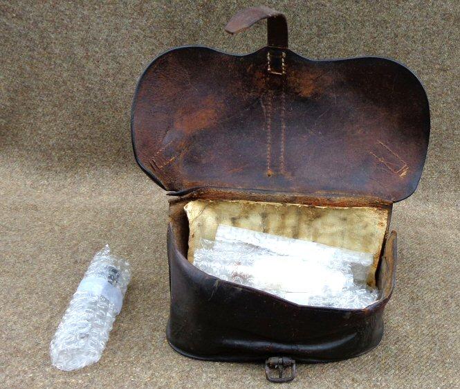 Fine Condition Late 1850s to Civil War Doctor's Saddle Bags w/20 Original Pontilled Medicine Vials, Some still with Contents 