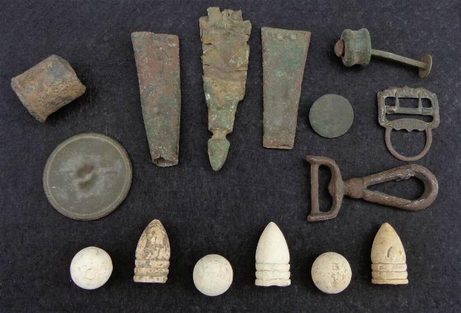 Nice Group of Mostly Brass Civil War Artifacts Recovered at Prairie Grove, Arkansas 
