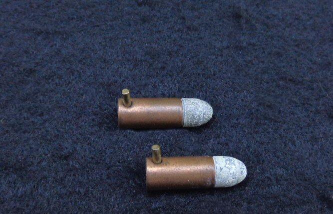 Nice Pair of Post War 7mm Pinfire Cartridges But Nearly Identical to Those that would have been used in the Folding Trigger Pinfire Revolvers During the War 