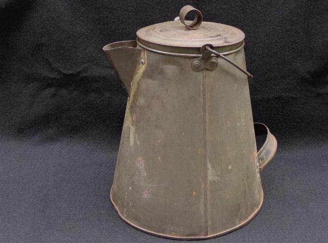 Huge Nearly 2 Gallon Capacity Civil War Tin Coffee Pot w/Lid & Wire Bail