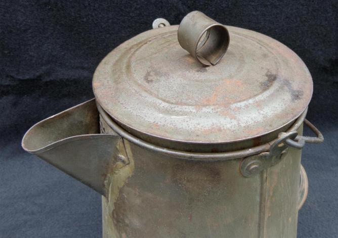 Huge Nearly 2 Gallon Capacity Civil War Tin Coffee Pot w/Lid & Wire Bail