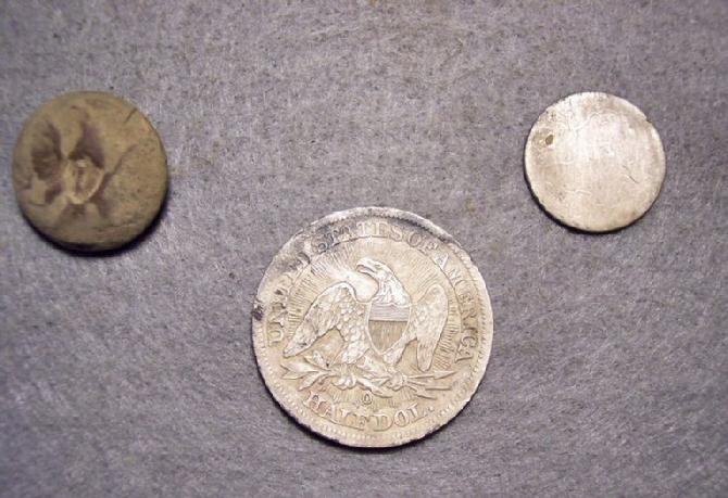 Civil War Button & Coins Recovered April 14th, 2009.