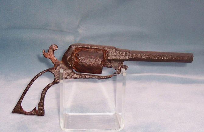 Dug Remington Navy Revolver - Hammer Cocked & One Round Left In The Cylinder  