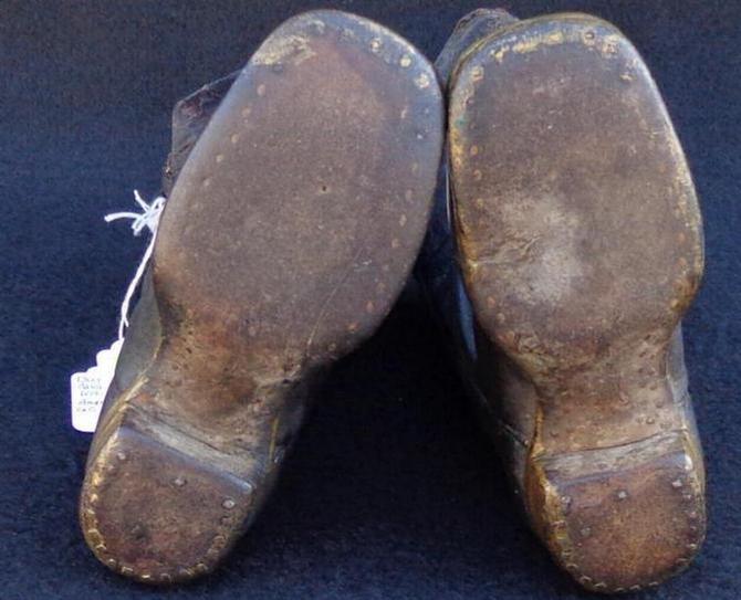 Excellent Condition Civil War Period Childs's Boots - GAR Hall Donation 