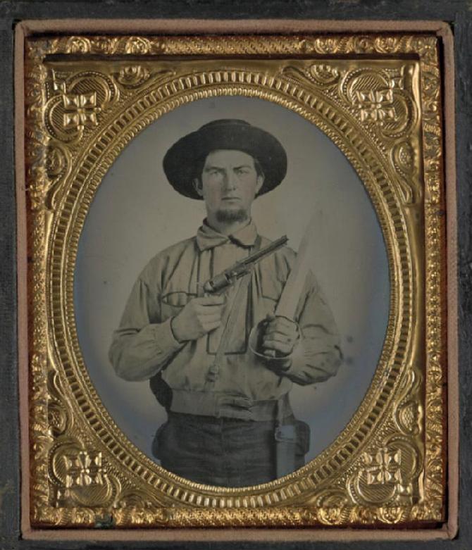 Confederate Soldier With Fine Original Confederate Cavalry Trooper or Officer's Double Billet Waist Belt 