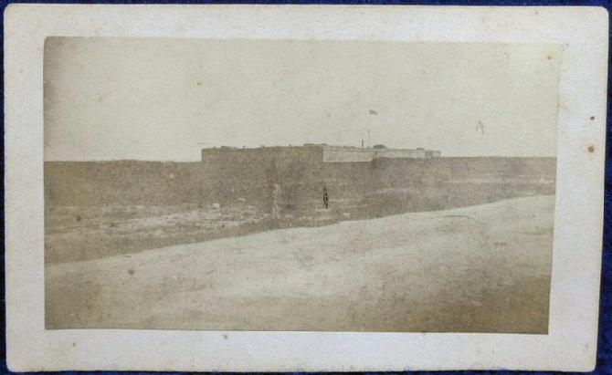 Rare Cdv by H.P. Moore of Concord New Hampshire - Exterior of Fort Pulaski, Georgia, with Sentry on Duty