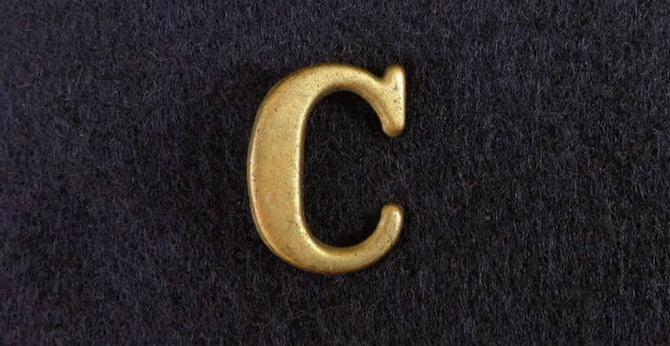 Fine Non Dug Stamped Brass Company Hat Letter -C- One Inch 