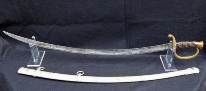 Nice M1840 Light Artillery Saber Made by Ames Mfg. Co and Dated 1863, with Scabbard.