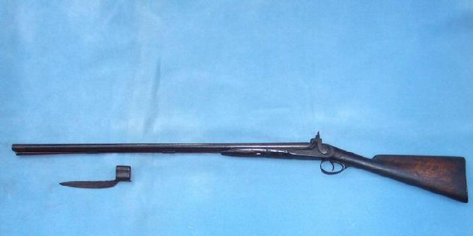 Wonderful ca. 1850's Double Barrel Shotgun - W/Original Double Barrel Bayonet