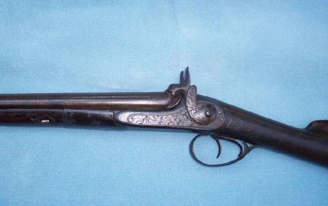 Wonderful ca. 1850's Double Barrel Shotgun - W/Original Double Barrel Bayonet