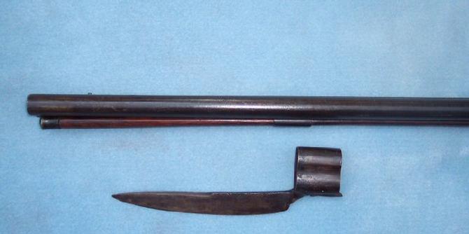 Wonderful ca. 1850's Double Barrel Shotgun - W/Original Double Barrel Bayonet