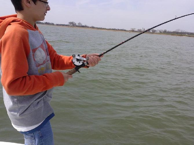 Benji Burgess battles with his 20 pound blue catfish, and though over excited he IS determined to land it ! 